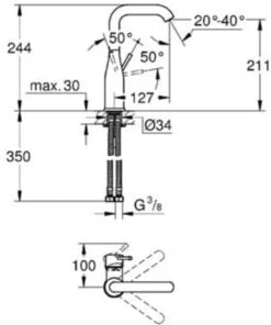 GROHE Essence New Wastafelkraan - Met EcoJoy® - Draaibare Uitloop - Zonder Waste - Chroom - 23541001 -Badkamer Producten Winkel 1000x1200 20