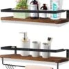 Zwevende Wandplank - 2 Stuks - 40cm - Handdoekhouder En 8 Haakjes - Badkamerplank Decoratieve Muur Opbergplanken Voor Badkamer Slaapkamer, Woonkamer, Keuken Plank -Badkamer Producten Winkel 1011x1200 2