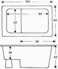 Zitbad Vrijstaand Marinella Rechthoek 65x105x52cm Polypropyleen Mat Wit -Badkamer Producten Winkel 1011x1200