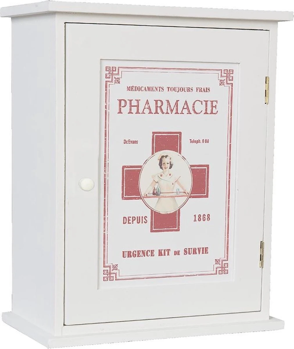 Clayre & Eef Medicijnkastje 24x13x30 Cm Wit Hout Rechthoek Badkamerkast Hangend 3 Clayre & Eef Medicijnkastje 24x13x30 Cm Wit Hout Rechthoek Badkamerkast Hangend