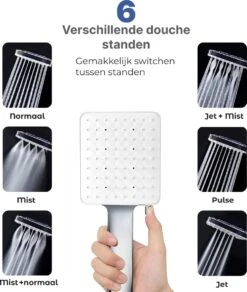 MaatWorkz - Waterbesparende Douchekop Vierkant + Douchetimer - Hoge Waterdruk - Luxe Design - 6 Standen -Badkamer Producten Winkel 1014x1200