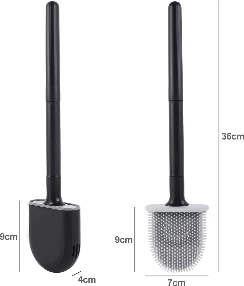 WC Borstel – Siliconen – Zwart – WC Borstel Met Houder – Vrijstaand – Hangend – WC Borstel En Houder – WC Borstel Zwart 11 WC Borstel – Siliconen – Zwart – WC Borstel Met Houder – Vrijstaand – Hangend – WC Borstel En Houder – WC Borstel Zwart - Afbeelding 9