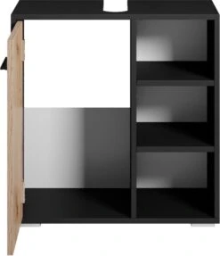 Badplaats Wastafel Onderkast Neptunus 60 Cm X 30 Cm X 60 Cm - Zwart Met Eiken - Badkamerkast – Staand Wastafelmeubel -Badkamer Producten Winkel 1031x1200 1
