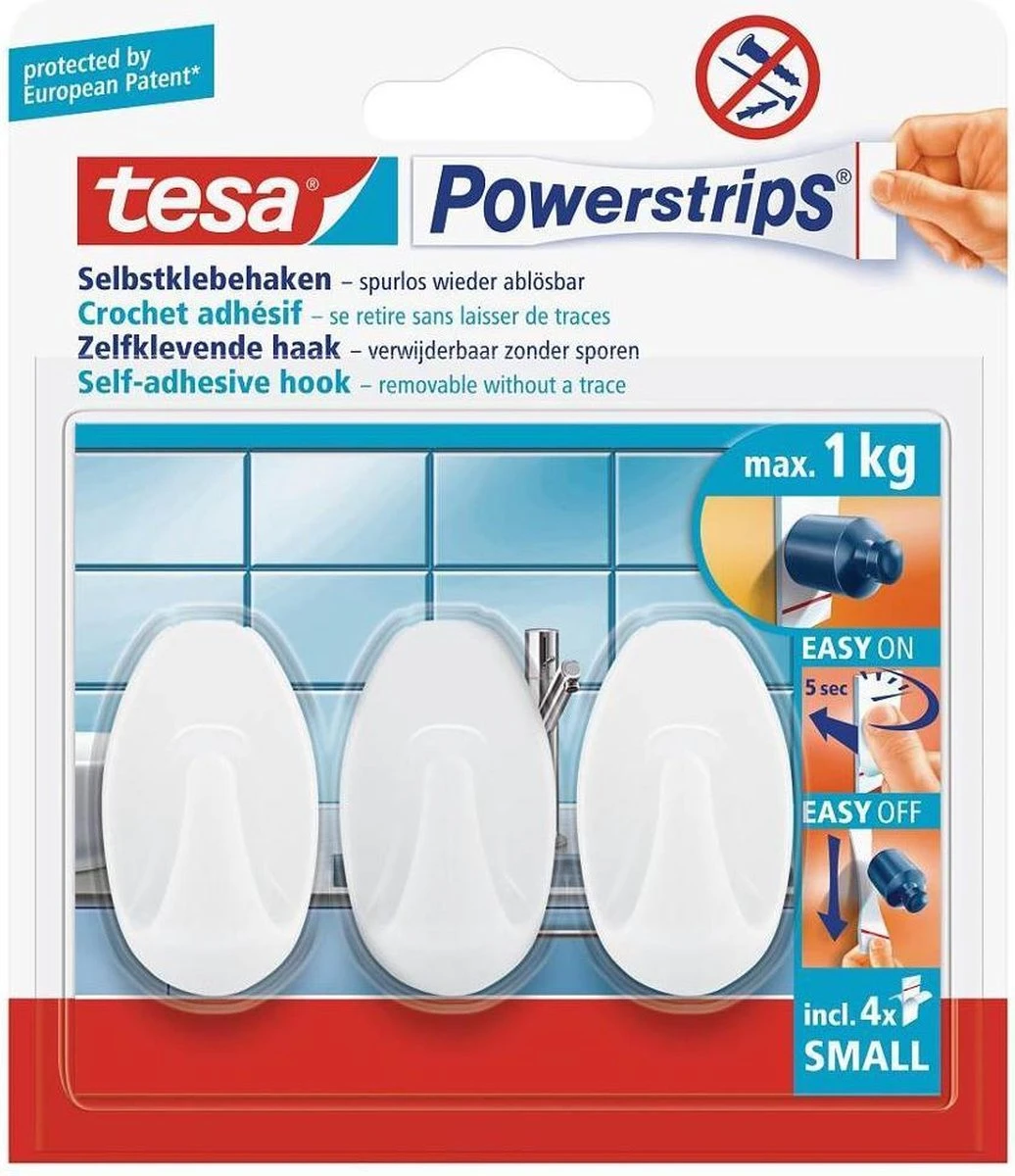 Tesa Powerstrips Small Ovaal - Wit 3 Stuks 4 Tesa Powerstrips Small Ovaal - Wit 3 Stuks - Afbeelding 2
