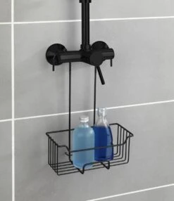 WENKO Doucherek Milo 25x36cm RVS Zwart - Doucherek Zonder Boren - Doucherek Hangend Zwart -Badkamer Producten Winkel 1037x1200 3