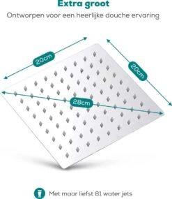 Merkloos Regendouchekop XL - Met Slang En Houder - Vierkant - ø 28 Cm - Handdouche - Hoge Druk -Badkamer Producten Winkel 1041x1200 1