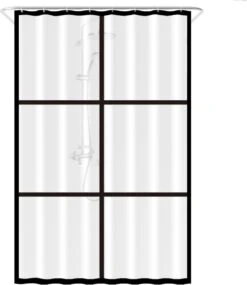 Loti Living Douchegordijn Anti Schimmel – Mat Transparant Zwart - Inclusief Ringen – Waterdicht - PEVA - Douchegordijn 120x200 Cm