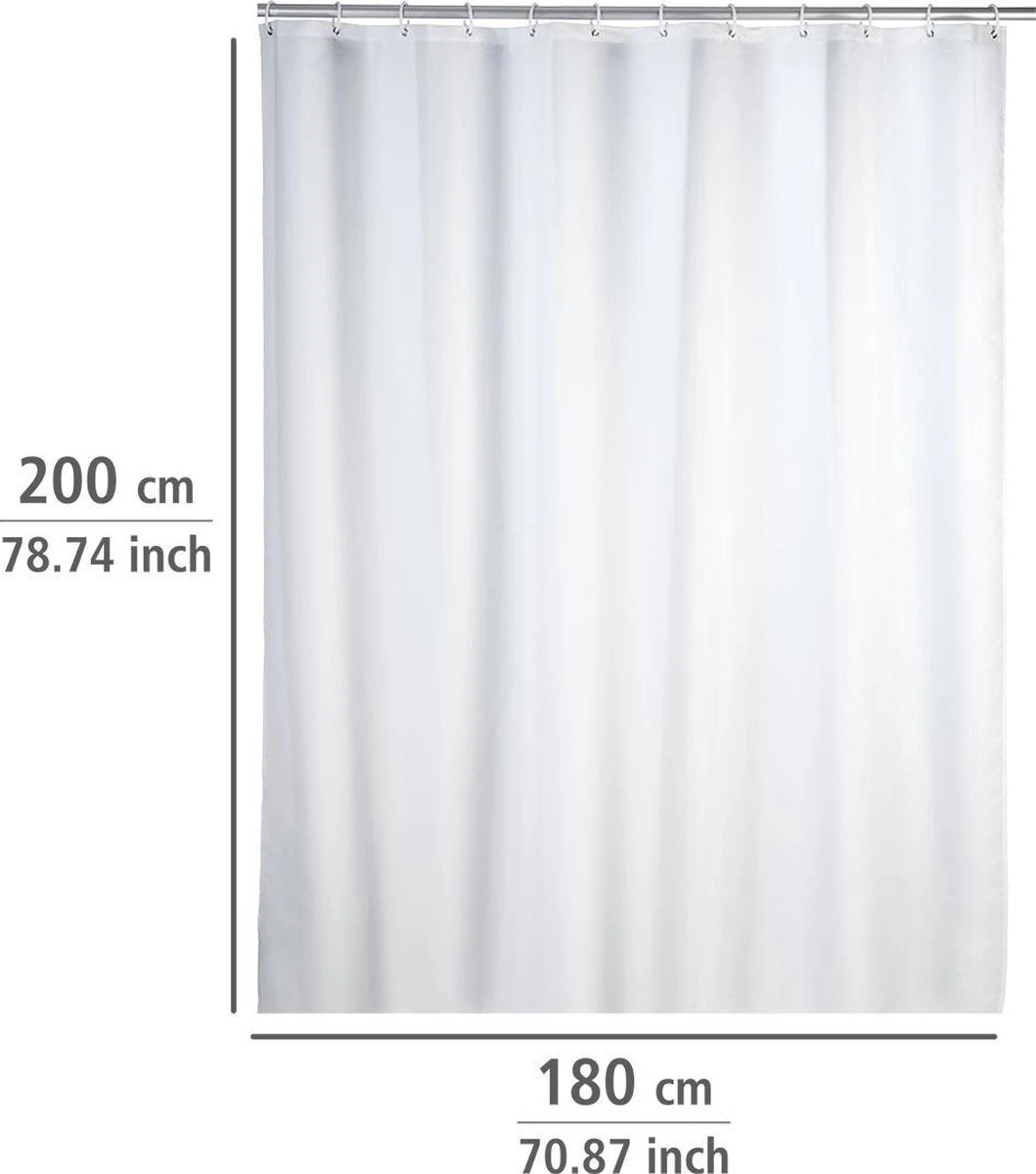 WENKO Anti-schimmel Douchegordijn Uni Wit 180x200cm Polyester Inclusief Ophangringen 8 WENKO Anti-schimmel Douchegordijn Uni Wit 180x200cm Polyester Inclusief Ophangringen - Afbeelding 6