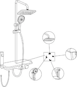 Regendoucheset - 30 Cm - Zwart - Thermostaatkraan, Handdouche & Sproeier -Badkamer Producten Winkel 1061x1200