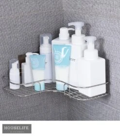 Doucherek Zonder Boren - RVS - Zelfklevend Doucherekje - Hangend – Hoek – Inclusief 2 Muurstickers -Badkamer Producten Winkel 1062x1200 3