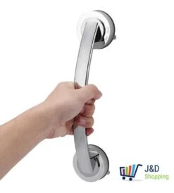 Handgreep Met Zuignap - Deurgreep -Badkamer Handgreep Met Zuignap - Douche - Helping Hand Handvat - Kunstof - Zilver - Groot -Badkamer Producten Winkel 1080x1200 2