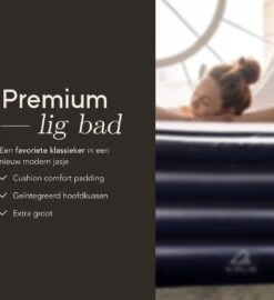 Airlie Opblaasbaar Ligbad Voor Volwassenen – Comfortabel - Opblaasbad - Zitbad - Badkuip – Bath Tub – Opvouwbaar Bad – Bath Bucket – Dubbel Hoofdkussen - Zwart - GRATIS Elektrische Pomp -Badkamer Producten Winkel 1098x1200