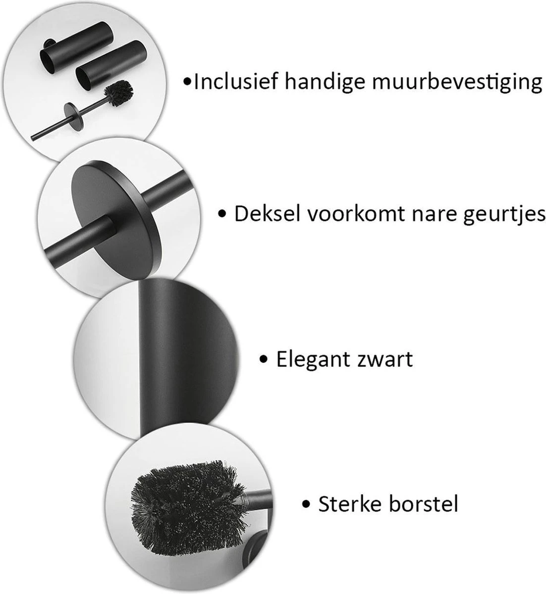 Merkloos Wc Borstel – Toiletborstel – Zwart – Met Houder – Hangend 5 Merkloos Wc Borstel – Toiletborstel – Zwart – Met Houder – Hangend - Afbeelding 3