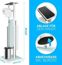 EDELHAND© Toiletpapierhouder Staand Als Toiletset [met GRATIS Toiletborstel] - Roestvrijstalen Toiletpapierhouder Staand Met Toiletborstel En Toiletpapieropslag - Toiletset Met Dienblad -Badkamer Producten Winkel 1135x1200 2