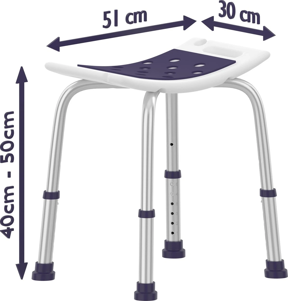 Sanicraft® Douchekruk - In Hoogte Verstelbaar - Douchekrukje - Roestvrij - 150kg Draagkracht - Comfortabel Zitkussen - Inclusief Douchekophouder, Handgrepen, Anti Slip Poten 8 Sanicraft® Douchekruk - In Hoogte Verstelbaar - Douchekrukje - Roestvrij - 150kg Draagkracht - Comfortabel Zitkussen - Inclusief Douchekophouder, Handgrepen, Anti Slip Poten - Afbeelding 6