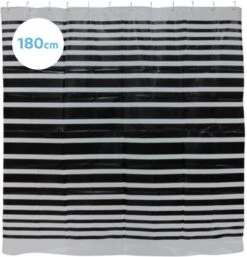 YUNICS® Douchegordijn - Douchegordijnen - Inclusief Ringen - Anti Schimmel - Zwart / Grijs - 180 X 180 Cm