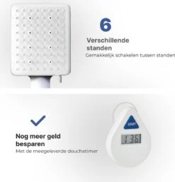 MaatWorkz - Waterbesparende Douchekop Vierkant + Douchetimer - Hoge Waterdruk - Luxe Design - 6 Standen -Badkamer Producten Winkel 1155x1200 1