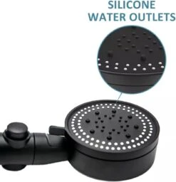 Waterbesparende Douchekop - Hoofddouche - Regendouche - Met ECO STOP Knop - 5 Standen - ABS - Zwart -Badkamer Producten Winkel 1156x1200