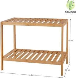 Merkloos Decopatent® Houten Bankje Van Bamboe - Badkamer - Opbergrek - Badkamerkast Rek - Open Badkamerbankje - Opbergen Handdoeken Rek -Badkamer Producten Winkel 1166x1200 4