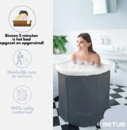 BETUB Zitbad Opvouwbare Badkuip Folding Bath Bathtub – Zit Zwembad – Ijsbad – Warm Bad – Ontspanning – Voor Onder De Douche – Tuin - Balkon Incl. Zitkussen -Badkamer Producten Winkel 1173x1200