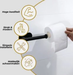 HGMD® WC Rolhouder Zelfklevend - Zwart - Toiletrolhouder Zwart - Toiletrolhouder Zonder Boren -Badkamer Producten Winkel 1173x1200 7