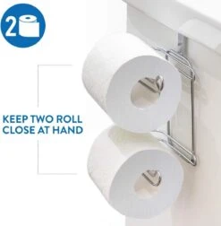 Wonderworker Clever - Hangende RVS Toiletpapier Houder - WC Rolhouder Hangend Verchroomd - Closetrolhouder - Reserverolhouder - WC Rol Houder - Dubbele Closetrolhouder - Zonder Boren & Schroeven - Geschikt Voor Toiletpot/Over De Deur - Verchroomd -Badkamer Producten Winkel 1174x1200 4