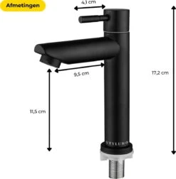 Stylumo Zwarte Toiletkraan – Fonteinkraan Zwart – Koudwaterkraan – WC Kraan – Badkamermeubel Kraan Alleen Koud Water -Badkamer Producten Winkel 1175x1200 6