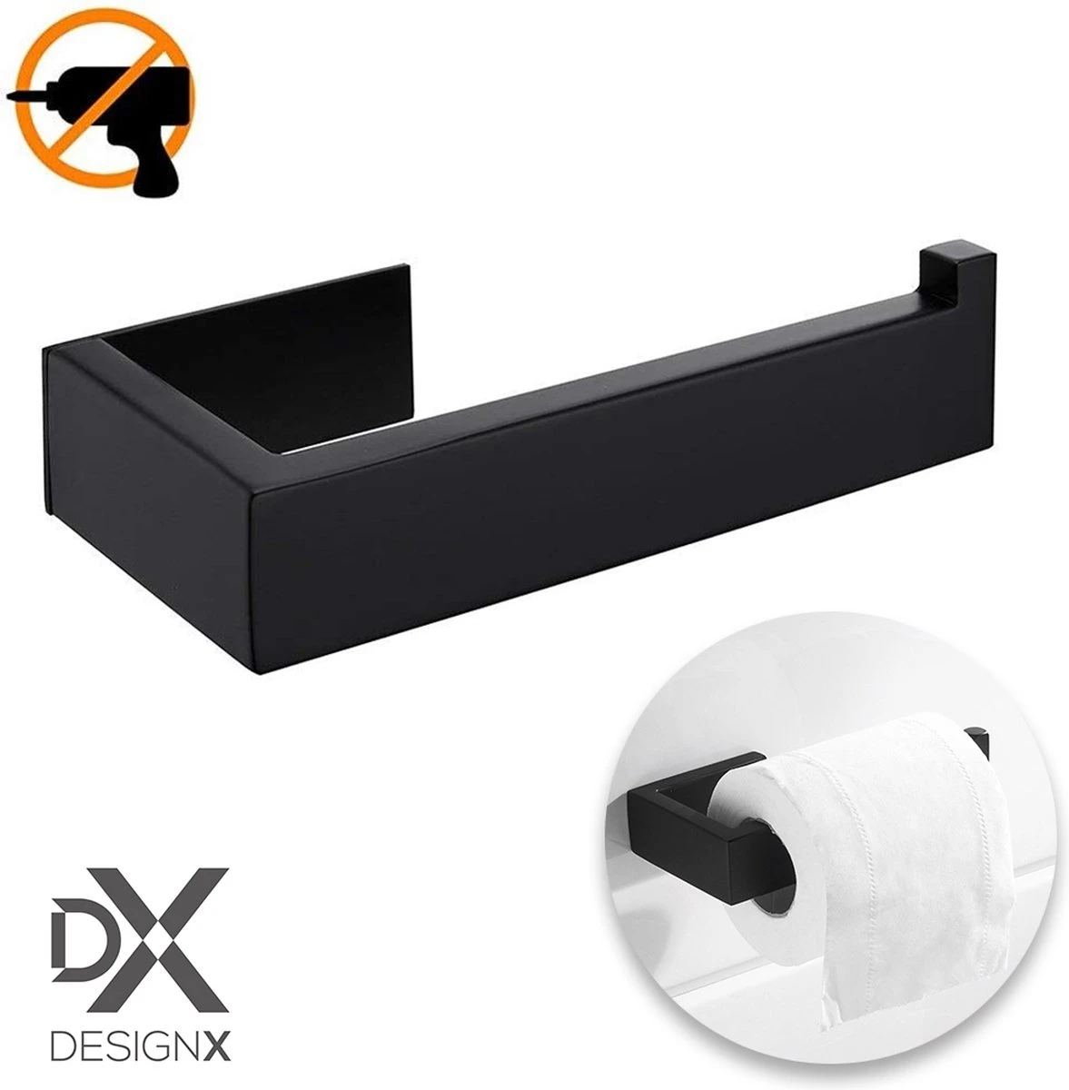 DesignX 3M™ Toiletrolhouder Zonder Boren Zwart Zelfklevend - WC Rolhouder - Matte - Papier - Houder - Incl. 3M Plakstrip 3 DesignX 3M™ Toiletrolhouder Zonder Boren Zwart Zelfklevend - WC Rolhouder - Matte - Papier - Houder - Incl. 3M Plakstrip