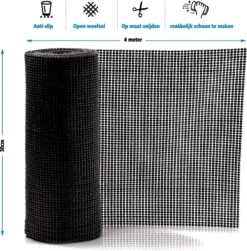 SWILIX ® Antislipmat Voor Kasten En Lades, Douchemat - Badkamermat - Badmat, Dienblad, Vloer - 4 Meter Rol - Anti Slip Mat - 400 X 30 Cm - Zwart -Badkamer Producten Winkel 1181x1200