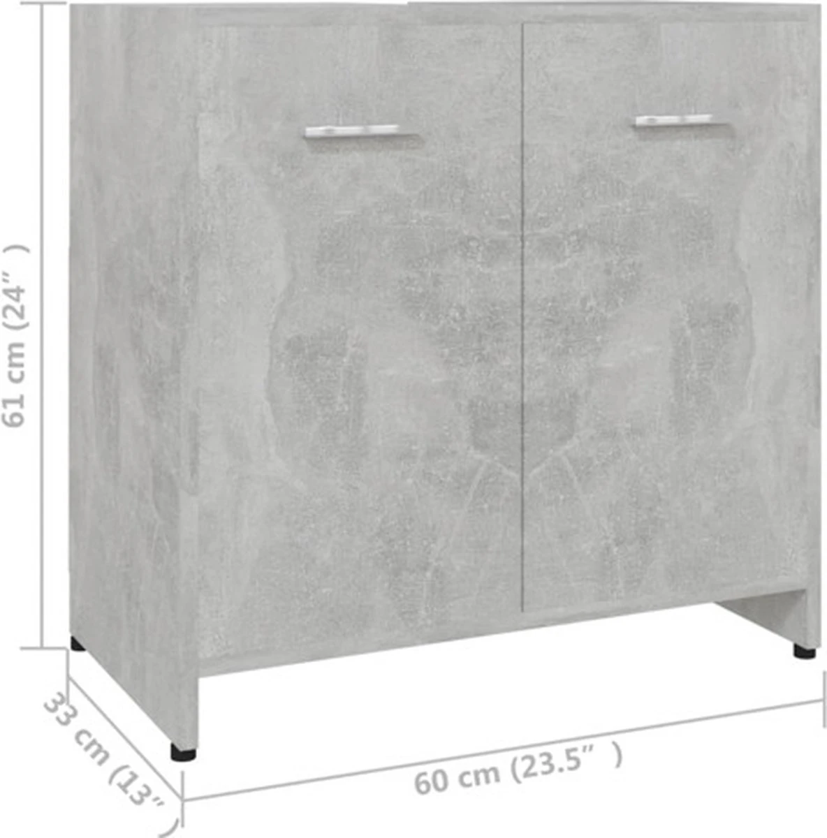 VidaXL Badkamerkast 60x33x61 Cm Spaanplaat Betongrijs 19 VidaXL Badkamerkast 60x33x61 Cm Spaanplaat Betongrijs - Afbeelding 17