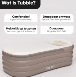 Tubble® Royale Air Bath - 255L - Ambient Taupe - Opblaasbaar Ligbad – Voor Volwassenen -Badkamer Producten Winkel 1186x1200