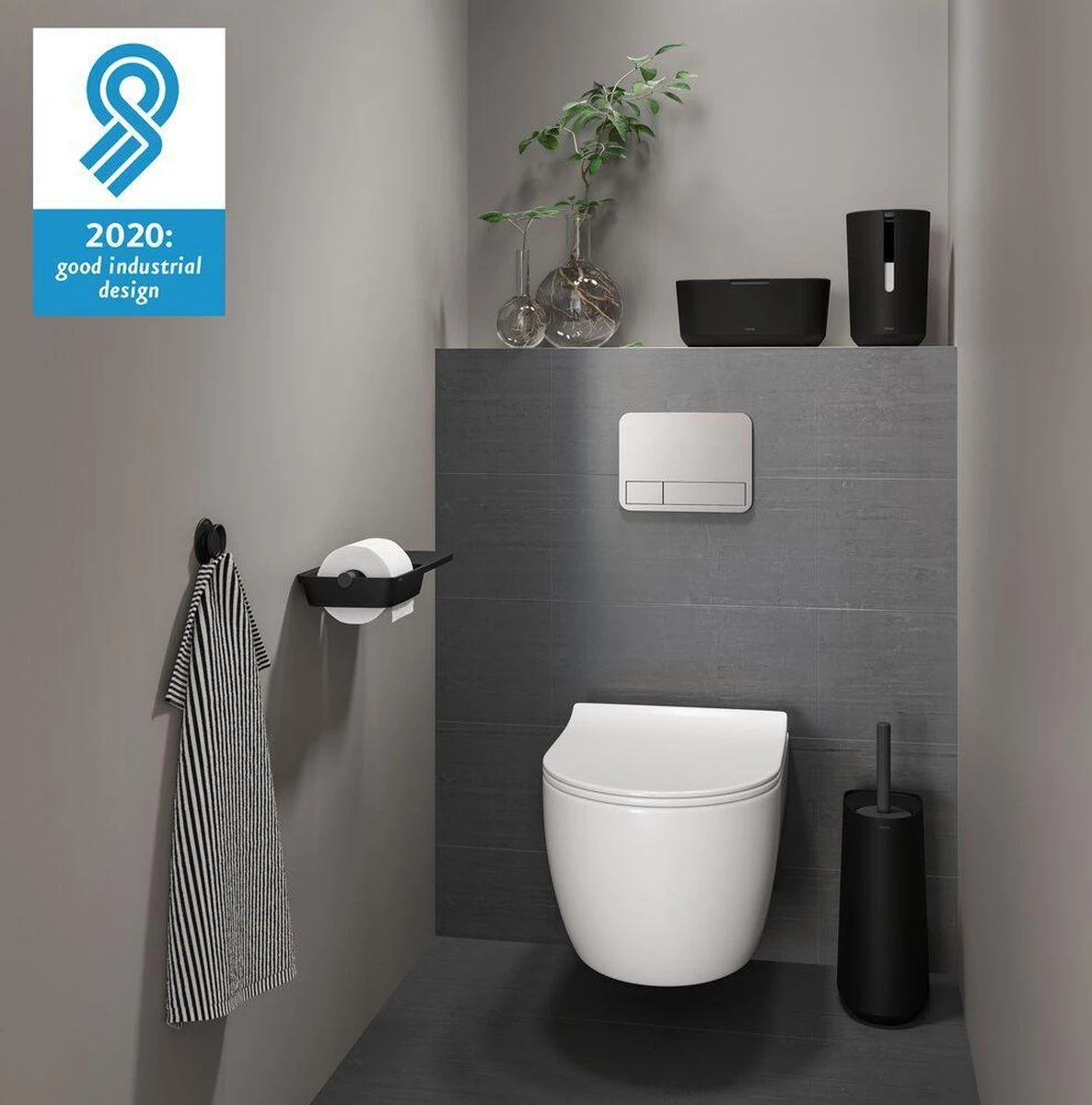 Tiger Tess - Toiletborstelhouder Met Opbergfunctie Vrijstaand En Swoop® Borstel Flexibel - Zwart / Antraciet 7 Tiger Tess - Toiletborstelhouder Met Opbergfunctie Vrijstaand En Swoop® Borstel Flexibel - Zwart / Antraciet - Afbeelding 5
