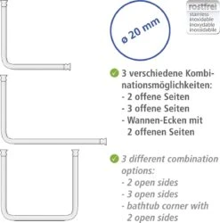 WENKO Douchegordijnstang Hoek Universeel Aluminium Zwart - Douchestang -Badkamer Producten Winkel 1187x1200