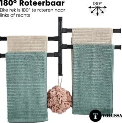 Tolussa Handdoekrek Badkamer Zwart - 38 CM - Handdoekhouder Zwart - Handdoekenrek Badkamer - Draaibaar -Badkamer Producten Winkel 1189x1200 13