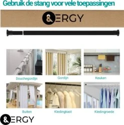 Douchestang Uitschuifbaar 70 - 110 Cm | Douchegordijn Stang | Zwart | Kledingroede Verstelbaar | Ophangsysteem | Kledingstang -Badkamer Producten Winkel 1192x1200 6