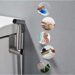 Merkloos Bidet - Handdouche/kraan - Water Sproeier/spray - Toilet/badkamer - Montage Set - 1,5M Slang - Multifunctioneel - RVS – Zilver -Badkamer Producten Winkel 1193x1200 9
