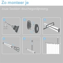 Sealskin - Easy Roll Douchegordijnstangset - 90x90x90 Cm - Wit -Badkamer Producten Winkel 1194x1200 11