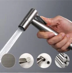 Merkloos Bidet - Handdouche/kraan - Water Sproeier/spray - Toilet/badkamer - Montage Set - 1,5M Slang - Multifunctioneel - RVS – Zilver -Badkamer Producten Winkel 1194x1200 14