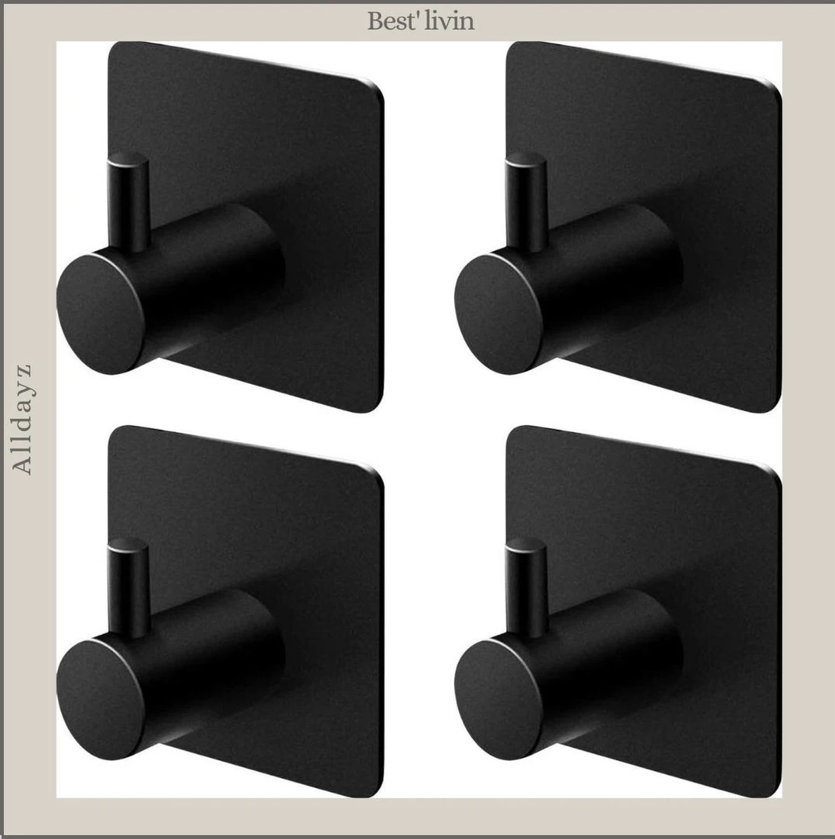 Merkloos Handdoekhaak 4 + 1 GRATIS Set Zonder Boren - RVS - Zwart - Vierkant Zelfklevend - Badjas - Theedoek Hanger Keuken Badkamer Handdoek Haakjes 3 Merkloos Handdoekhaak 4 + 1 GRATIS Set Zonder Boren - RVS - Zwart - Vierkant Zelfklevend - Badjas - Theedoek Hanger Keuken Badkamer Handdoek Haakjes