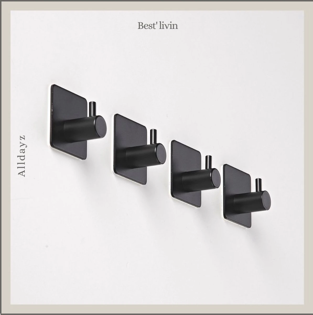 Merkloos Handdoekhaak 4 + 1 GRATIS Set Zonder Boren - RVS - Zwart - Vierkant Zelfklevend - Badjas - Theedoek Hanger Keuken Badkamer Handdoek Haakjes 5 Merkloos Handdoekhaak 4 + 1 GRATIS Set Zonder Boren - RVS - Zwart - Vierkant Zelfklevend - Badjas - Theedoek Hanger Keuken Badkamer Handdoek Haakjes - Afbeelding 3