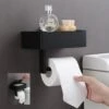 1FORME | Toiletrolhouder | WC-rolhouder | Met Plankje / Plateau | Met Opbergvak Vochtige Doekjes | RVS Zwart | Met Of Zonder Boren | -Badkamer Producten Winkel 1195x1200 13