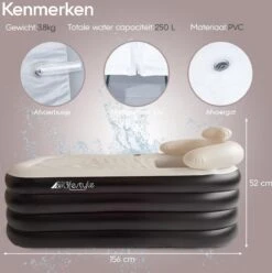 HBKS Lifestyle Bad – Opblaasbaar Ligbad – Bath Bucket – Zitbad Voor Volwassenen - Ijsbad Wim Hof Methode - Badkuip – Ice Bath – Zwart -Badkamer Producten Winkel 1196x1200