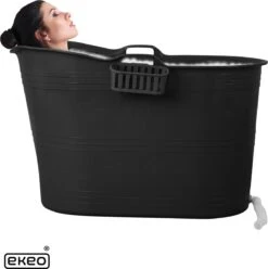 EKEO Zitbad - 210L - Mobiele Badkuip - Bath Bucket - Zwart -Badkamer Producten Winkel 1197x1200