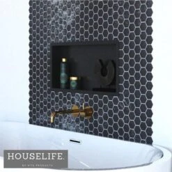 HouseLife Inbouwnis Badkamer - Mat Zwart - 60x30x7 Cm - Roestvrij Staal (RVS) -Badkamer Producten Winkel 1198x1200 6