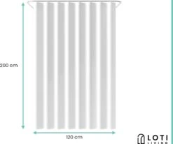 Loti Living Douchegordijn Anti Schimmel – Wit - Inclusief Ringen – Waterdicht - Polyester - Douchegordijn 120x200 Cm -Badkamer Producten Winkel 1200x1000 11