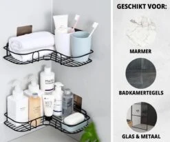 HouseLife™ Doucherek Zonder Boren - Zwart - Zelfklevend - Douchemand - Badkamer Doucherek – 30 Cm - Incl. 2 Sterke Muurstickers -Badkamer Producten Winkel 1200x1000 22