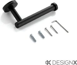 DesignX Toiletrolhouder Zwart - WC Rolhouder - Matte - Papier - Houder - Incl. Schroeven -Badkamer Producten Winkel 1200x1021 1