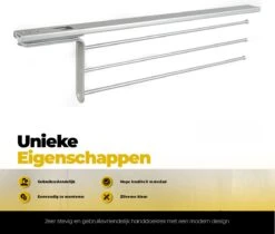 Eleganca Handdoekrek – Handdoekhouder – Handoekstang – Ideaal Voor In Keukenkastjes – Uittrekbaar – 39cm Tot 50cm – 3 Armen – Handdoekrek Badkamer – Inclusief Bevestigingsmateriaal – Handdoekhouder Keuken – Zilver -Badkamer Producten Winkel 1200x1021 3