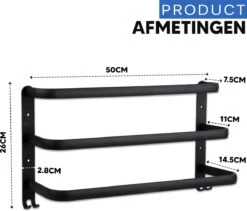 Qualux® Handdoekrek Inclusief Handdoek - 3 Stangen - Badkamer - Handdoekrek Zwart - Handdoekstang - Handdoekhouder - Handdoekenrek -Badkamer Producten Winkel 1200x1025 2