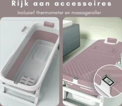 Livista® - Opvouwbaar Bad - Roze - Zitbad - Inklapbaar - Bath Bucket - 150 CM LANG - XL - Incl. Thermometer & Onderwater LED Lichten -Badkamer Producten Winkel 1200x1043